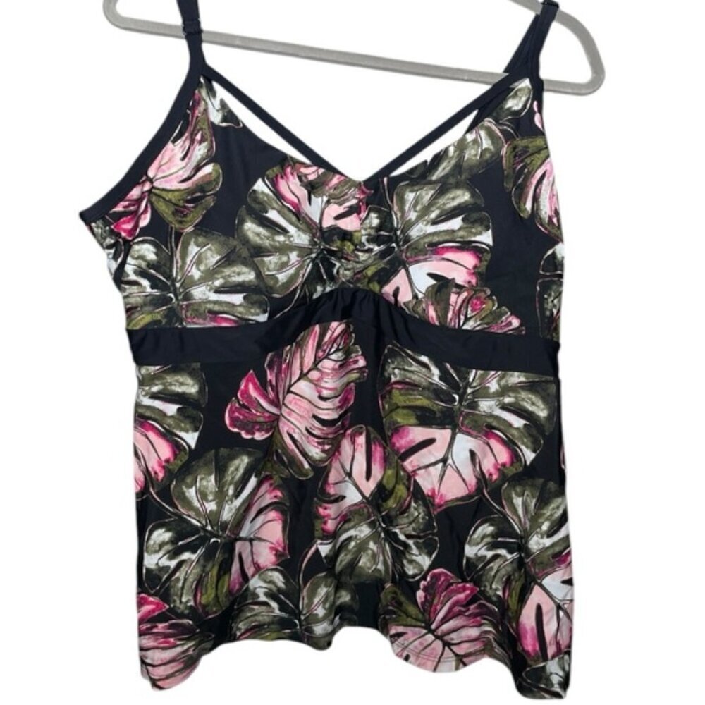 Cactus 3x Tankini Top Beach Summer Swimming Suit Black Pink Swim Tropic Vacation